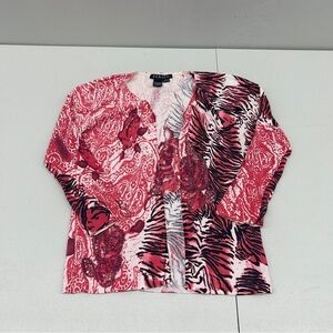 Zianic Red and Black Patterned Cardigan